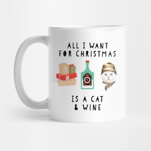 funny cat & wine christmas t shirt Mug